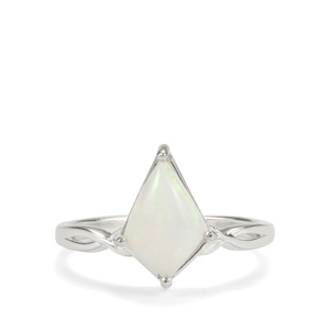 Bague en opale d'Éthiopie cabochon 1,29 carat, collection Genesis, sertissage griffe, non traitée, 14x10mm, pour femme, argent sterling 925, halo - Product Image 1
