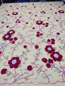 Tissu en dentelle pour femmes, brodé à la main, luxueux, acrylique, laminé HDPE, armure dobby, respirant, moyen, Rajgadhia Exports, Uttar Pradesh - Product Image 3