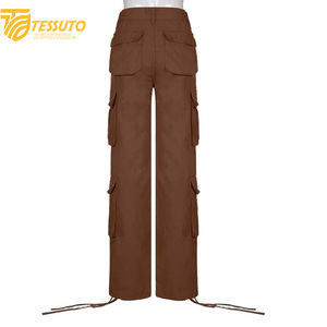 Pantalones cargo de cintura alta para mujer Vaqueros de cintura alta elegantes - Product Image 3