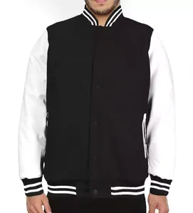 Nouvelle Vente en Gros Veste de Baseball en Laine et Cuir Personnalisée pour Hommes Col Montant Style Letterman Vierge Style Pro Hiver avec Logo Avant - Product Image 6