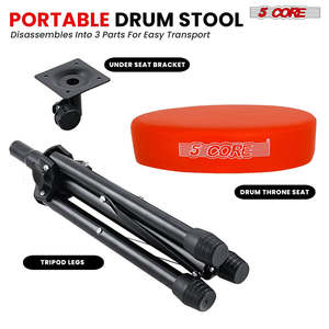 5 Core <b>Drum</b> Throne 3" Thick Padded Memory Foam Comfortable Drummer Stool 330Lb Capacity Adjustable - Product Image 2