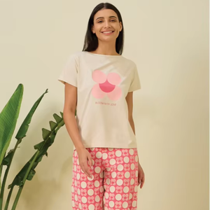 Ropa de dormir ecológica Rosa Beige para mujer, gorros cómodos y transpirables, cierre de cintura elástica, verano, Primavera, uso informal ODM - Product Image 1