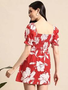 เดรสผ้าฝ้ายพิมพ์ลายแบบอินเดียใหม่เสื้อผ้าลำลองทันสมัยสำหรับฤดูร้อนสไตล์หวานรอบเอวธรรมชาติเป็นมิตรต่อสิ่งแวดล้อมวันวาเลนไทน์ - Product Image 4