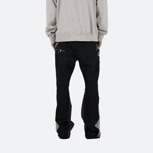 Pantalones de chándal de algodón de cintura alta para hombre, ropa informal estilo Hip Hop con logotipo estampado personalizado, pantalones de chándal de bloque de Color acampanado Vintage, estilo informal - Product Image 5