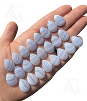 Cabochon en pierre d'agate de dentelle bleue naturelle avec larme à dos plat pour la fabrication de bijoux au prix d'usine