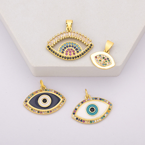 Venta al por mayor Eye of Evil Series colgante encantos chapado en oro esmalte multicolor piedra <span class=keywords><strong>para</strong></span> collar fabricación <span class=keywords><strong>de</strong></span> joyas - Product Image 3
