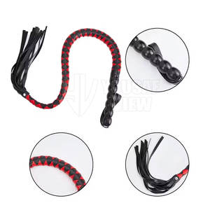 Fouets en cuir véritable avec queues tressées cousues et poignée tressée, haute qualité, personnalisable - Product Image 5