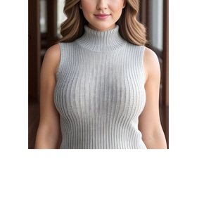 Wholesale Price <b>Women's</b> Solid Sleeveless <b>Sweaters</b> Tank Top Knit Stretch Knitted Casual Turtleneck <b>Sweaters</b> for <b>Women</b> From BD - Product Image 5