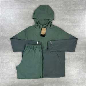 โรงงานขายส่งชุดวอร์มกันลมสำหรับผู้ชายฤดูหนาว มีฮู้ด ผ้าฝ้าย 100% ดีไซน์ 2 in 1 สำหรับปั่นจักรยาน วิ่ง กันลม บริการ OEM - Product Image 2