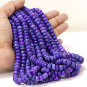 Hermosas cuentas de ópalo púrpura en forma de rondel liso, 15 pulgadas, 7-10 mm, cuentas de piedras preciosas de ópalo púrpura en forma de rondel liso, calidad AAA. - Product Image 1