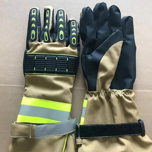 Gants de lutte contre l'incendie gants de protection des mains sécurité industrielle cuir de vache noir imperméable respirant gants de pompier - Product Image 1