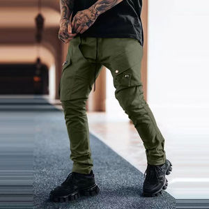 Pantalones de chándal personalizados de talla grande para hombre, nuevos deportes informales de primavera y otoño, pantalones de chándal para exteriores con múltiples bolsillos de Color sólido - Product Image 2