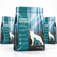 Sachet alimentaire pour animaux de compagnie imprimé sur mesure à huit soudures latérales avec fermeture éclair refermable, pochette d'emballage à fond plat haute barrière pour aliments pour chiens et chats