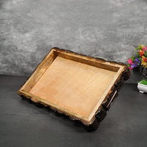 Plateau de service rectangulaire en bois de manguier imbriqué fait à la main et fabriqué à la main-Taille (37x25x4.5cm) Fabriqué par Saharanpur Artisans - Product Image 2