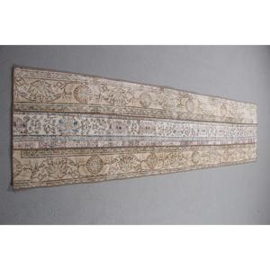 Vintage Turkish Rug 2,2x8,3 ft (68x254 cm), <b>Brown</b> Ikat <b>Wool</b> Rug - Product Image 1