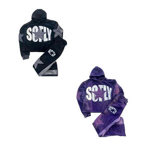 2024 vêtements de mode les plus demandés automne et hiver deux pièces Logo personnalisé en détresse hommes et femmes portent un survêtement de lavage à l'acide - Product Image 1