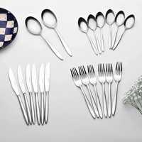Ensemble de couverts en acier inoxydable plaqué or finition argentée table à manger écologique de luxe 4 pièces Palace Prestige
