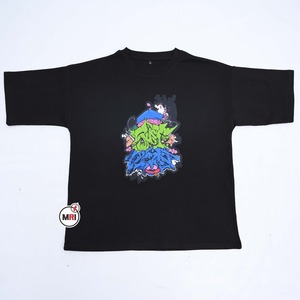 สติกเกอร์ไวนิลกราฟฟิตีแบบลอกลายด้วยความร้อนแบบกำหนดเองสำหรับออกแบบเสื้อผ้าเสื้อยืดผ้าฝ้าย100% ทรงหลวมตัวการ์ตูน300กรัม - Product Image 4