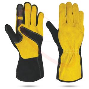 Gants de soudage en cuir stériles personnalisables, texture lisse et respirante, épaisseur 11 oz, jaunes, style aile de TIG, avec pouce, qualité supérieure, modèle 2025 - Product Image 3