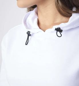 OEM High Quality <b>Lady</b> Pullover Hoodie with Stand Collar Long <b>Sleeve</b> Crop <b>Top</b> Autumn <b>Knitted</b> Fabric Front Logo Design for Women - Product Image 2