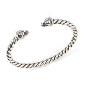 925 Sterling <b>Silver</b> Small Bear Head Twisted <b>Men</b>’s Bracelet | Handmade Turkish Jewelry - Product Image 2