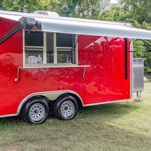 Remorque alimentaire mobile rouge à 4 roues avec essieu tandem, camion de restauration, remorque de concession, remorque de cuisine en aluminium et acier - Product Image 5