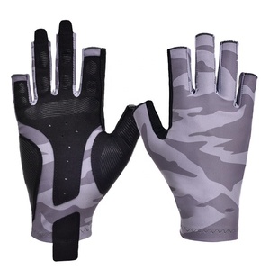 Último diseño personalizable cómodo guantes de sol sin dedos para hombres y mujeres venta al por mayor Anti-UV guantes de pesca transpirables - Product Image 5