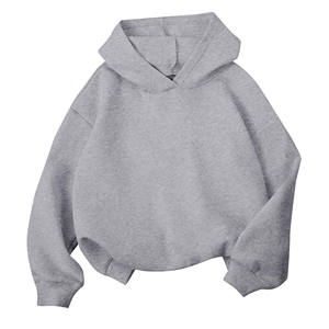 Custom Solid Colors <b>Grey</b> Winter Warm Fleece Lined Plain Men's Hoodies 500Gsm Soft Unisex Oversized Custom Essentials Hoodies Men - Product Image 2