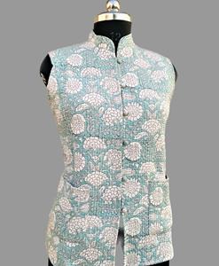 Hecho a mano Vintage Boho acolchado sin mangas botón chaleco algodón orgánico estilo indio chaqueta de invierno para mujeres uso como ropa exterior - Product Image 4