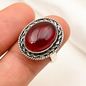 แหวนพลอยโกเมนเงินสเตอร์ลิง925มาแรงเครื่องประดับทำมือแหวนเงินสไตล์ Boho สำหรับเป็นของขวัญสำหรับผู้หญิง - Product Image 2
