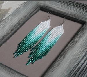 Luxury Quality <b>Emerald</b> Green Beaded Tassel Earrings - Product Image 1