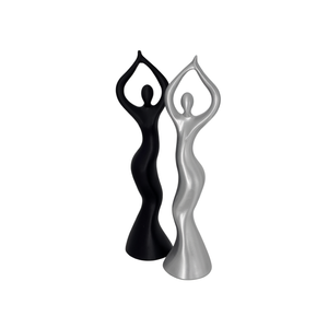 Figurine de femme dansante moderne imprimée en 3D, noir et argent, décoration originale pour la maison - Product Image 2