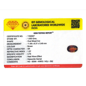 Hessonita (Gomed) de 5 Quilates, Gema Mineral Natural, Corte Oval Facetado, Color Naranja Marrón, Calibrada, Gema Suelta - Product Image 4