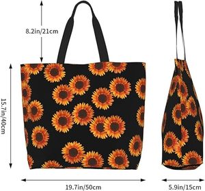 Dog Paw Tote Túi cho phụ nữ gà tái sử dụng túi xách hàng tạp hóa Túi sọ bãi biển Vai Túi mua sắm túi xách quà tặng (Hướng Dương 2) - Product Image 2