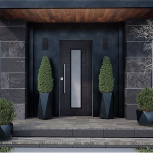 Puerta de seguridad con vidrio blindado y panel exterior de fibra de vidrio - Product Image 1