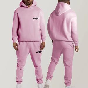 Venta al por mayor ropa de calle personalizada chándal de gran tamaño unisex con capucha y pantalones de chándal de peso pesado conjunto de moda de ajuste suelto - Product Image 3