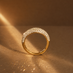 14k Gold Pav Diamond Dome <b>Ring</b> with Emerald Cut Pink <b>Sapphire</b> - Product Image 6