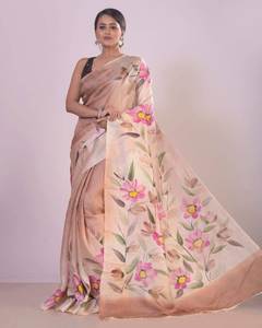 PURE BISHNUPURI TUSSAR TRAVAIL PEINT À LA MAIN DE QUALITÉ SPÉCIALE SAREE AVEC BLOUSE - Product Image 3
