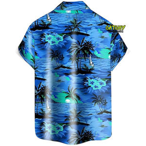 Camisas Hawaianas de Manga Corta para Hombre CATCHY GEARS al por Mayor, Tela de Sarga de Spandex/Poliéster, Estampado Floral, Camisas de Moda Urbana para Hombre - Product Image 6