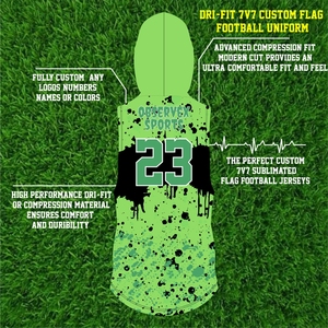 Uniformes de Flag Football para Equipos Adultos |   Conjunto de Jersey Transpirable con Nombre y Número Personalizados, con Características Antibacterianas y de Absorción de Humedad - Product Image 3