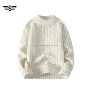 Suéter de Punto Trenzado para Hombre, 100% Algodón, Cuello Redondo, Premium, Cálido, Antiarrugas, Antiencogimiento, Antipilling, Grueso, para Invierno - Product Image 1