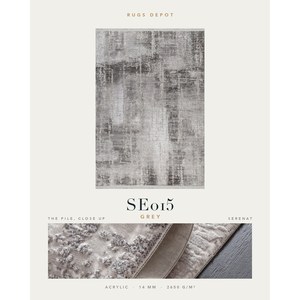 พรมอะคริลิคขายส่ง SERENAT SE015 สีเทา ผลิตด้วยเครื่องจักร พรมตุรกี สำหรับห้องนั่งเล่น โครงการโรงแรม - Product Image 2