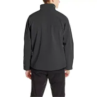 Veste softshell noire pour homme, col montant, fermeture éclair, coupe-vent, vêtement d'hiver décontracté, coupe régulière, matière polyester