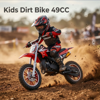 Mini moto tout-terrain 49cc pour enfants, moteur à essence 2 temps, vitesse maximale de 60 mph, démarrage facile pour garçons et filles