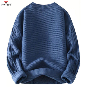 Prix de gros Nouveautés Pull d'hiver à la mode à manches longues en laine/cachemire tricoté pour hommes Pull personnalisé anti-boulochage sur le devant - Product Image 2