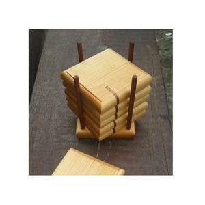 STYLE Ensemble de sous-verres de qualité Bois d'acacia Décoratif Carré et rond de haute qualité avec support Tapis et tampons en bois massif - Product Image 1