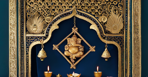 Sculpture murale Lord Ganesha de 13 pouces faite à la main en métal d'aluminium carré Style Art déco pour la décoration de la porte d'entrée principale - Product Image 5