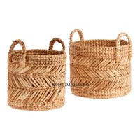 Panier de rangement en rotin brun clair de qualité supérieure panier en rotin tendance décoratif de forme ronde pour la maison et la cuisine pour la vente en gros