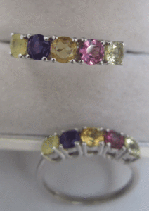 แหวนพลอยธรรมชาติสำหรับผู้หญิงจาก Shah Gems เงินแท้ 925 ประดับพลอยหลายชนิดทรงวงรี ฝังด้วยเซอร์คอนสแตนเลส เหมาะสำหรับเป็นของขวัญ - Product Image 1