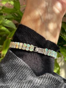 Natural Full Flash Opal Simple Classic Tennis <b>Bracelet</b> 925 Sterling Silver Luxury Gift for Her Women Jewelry - Product Image 3